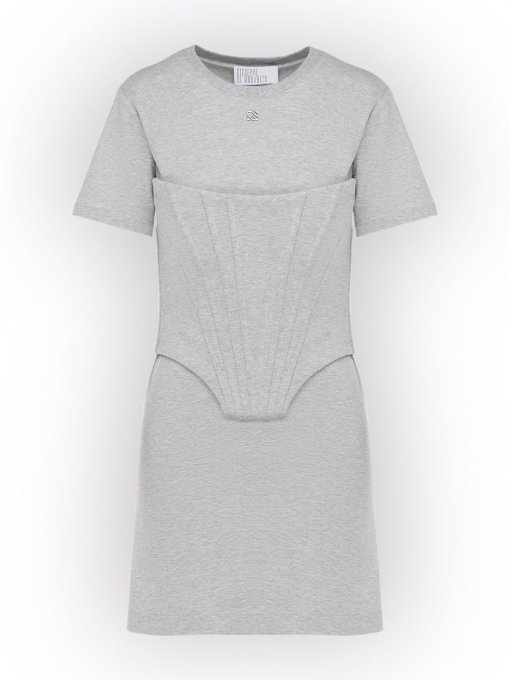 Giuseppe Di Morabito || Corset-Detail Cotton T-Shirt Mini Dress‎ Gray 42 NWT